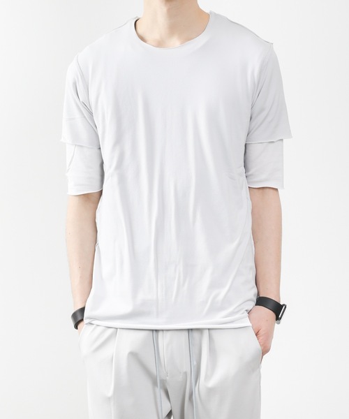 ATTACHMENT（アタッチメント）の「80/2 TIGHT TENSION JERSEY LAYERED TEE（Tシャツ/カットソー・メンズ・ブラック/グレー系その他/ダークグリーン/ライトグレー/ダークブルー・2/3/1/4）」の3枚目の写真