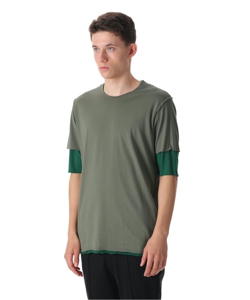 ATTACHMENT（アタッチメント）の「80/2 TIGHT TENSION JERSEY LAYERED TEE（Tシャツ/カットソー・メンズ・ブラック/グレー系その他/ダークグリーン/ライトグレー/ダークブルー・2/3/1/4）」の7枚目の写真