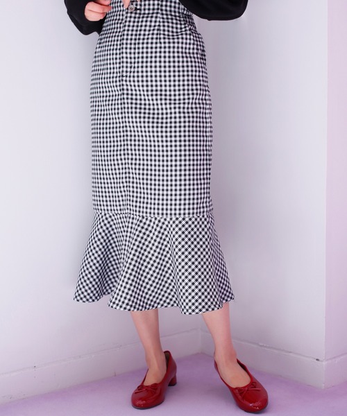 one after another NICE CLAUP（ワンアフターアナザーナイスクラップ）の「マーメイドデニムスカート(ZOZOTOWN限定Sサイズあり)（スカート・レディース・アイボリー/ネイビー/チェック/ブルー・FREE/SMALL）」の17枚目の写真