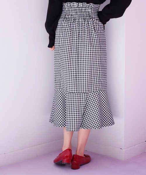 one after another NICE CLAUP（ワンアフターアナザーナイスクラップ）の「マーメイドデニムスカート(ZOZOTOWN限定Sサイズあり)（スカート・レディース・アイボリー/ネイビー/チェック/ブルー・FREE/SMALL）」の7枚目の写真