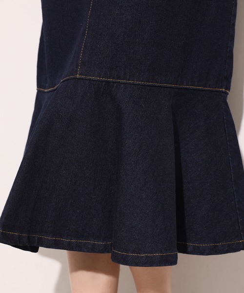 one after another NICE CLAUP（ワンアフターアナザーナイスクラップ）の「マーメイドデニムスカート(ZOZOTOWN限定Sサイズあり)（スカート・レディース・アイボリー/ネイビー/チェック/ブルー・FREE/SMALL）」の8枚目の写真