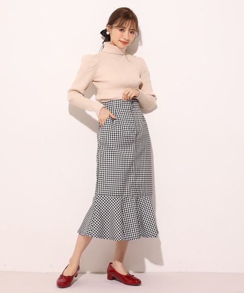 one after another NICE CLAUP（ワンアフターアナザーナイスクラップ）の「マーメイドデニムスカート(ZOZOTOWN限定Sサイズあり)（スカート・レディース・アイボリー/ネイビー/チェック/ブルー・FREE/SMALL）」の13枚目の写真