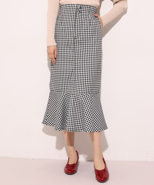 one after another NICE CLAUP（ワンアフターアナザーナイスクラップ）の「マーメイドデニムスカート(ZOZOTOWN限定Sサイズあり)（スカート・レディース・アイボリー/ネイビー/チェック/ブルー・FREE/SMALL）」の10枚目の写真