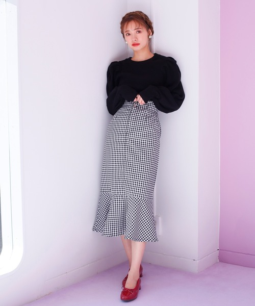 one after another NICE CLAUP（ワンアフターアナザーナイスクラップ）の「マーメイドデニムスカート(ZOZOTOWN限定Sサイズあり)（スカート・レディース・アイボリー/ネイビー/チェック/ブルー・FREE/SMALL）」の21枚目の写真