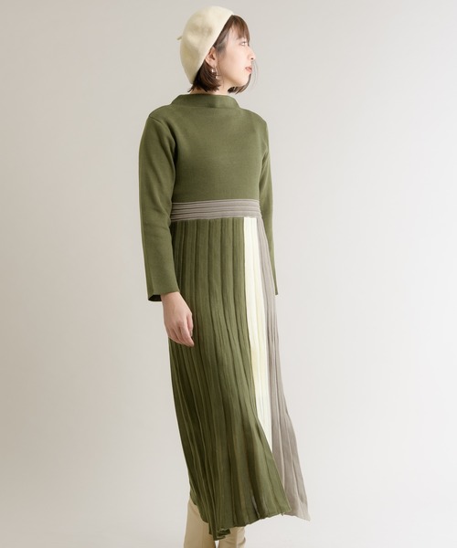 セール Katharine Ross 配色プリーツニットワンピース ワンピース Katharine Ross キャサリンロス のファッション通販 Zozotown