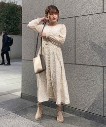 Dカンベルトセット前開きドロップドット柄ワンピース