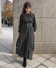 Dカンベルトセット前開きドロップドット柄ワンピース