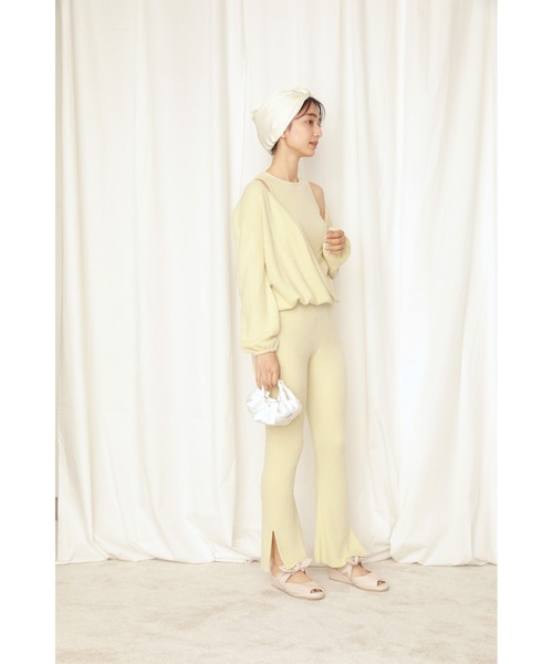 SNIDEL HOME Creamy Touch ロングパンツ　アイボリー　美品 SNIDEL HOME（スナイデルホーム）の「Creamy Touchリブニット