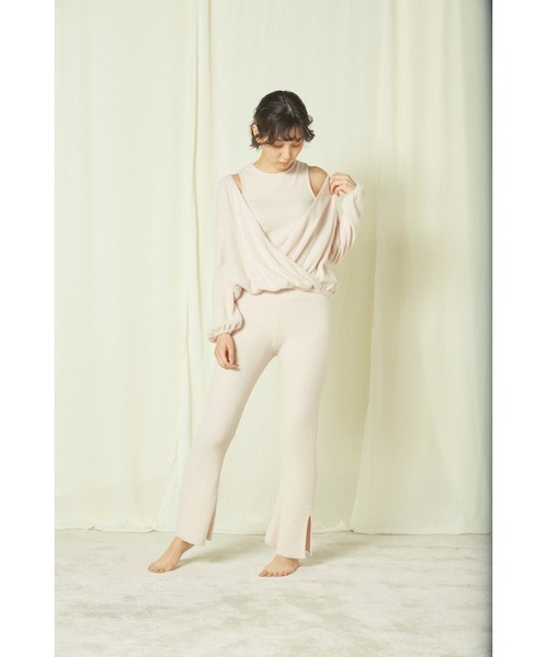SNIDEL HOME Creamy Touch ロングパンツ　アイボリー　美品 SNIDEL HOME（スナイデルホーム）の「Creamy Touchリブニット