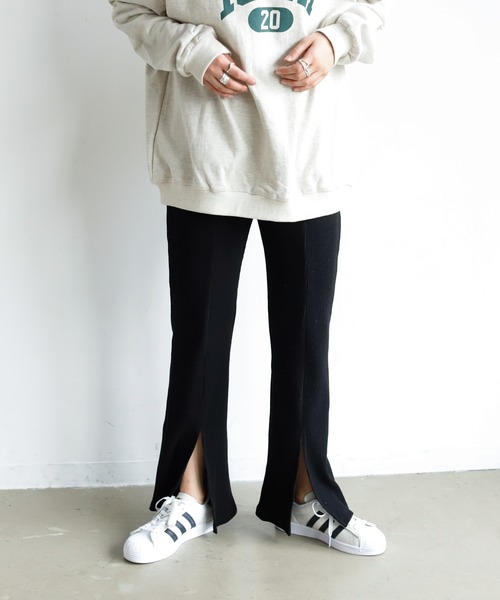 Auntie Rosa Holiday（アンティローザホリデー）の「フロントスリットリブパンツ【セットアップ対応】（その他パンツ・レディース・ナチュラル/グレー/ブラック/モカ/グリーン・FREE/MEDIUM）」の6枚目の写真