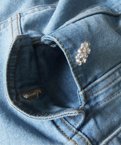 tocco closet(トッコ クローゼット)の「パールビジュー装飾ノーカラーデニムジャケット(デニムジャケット・レディース・ブルー/サックスブルー・S/M)」の15枚目の写真