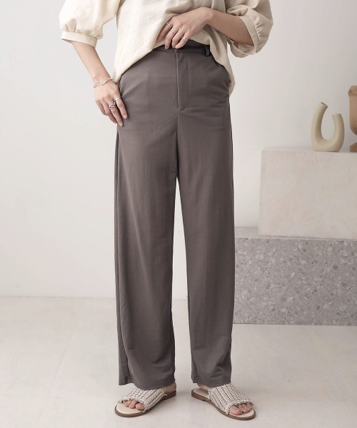 Bab(バブ)の「【WEB限定】ハイウエスト麻ライクストレートパンツ(その他パンツ・レディース・チャコールグレー/カーキ/サンドベージュ・38)」の2枚目の写真