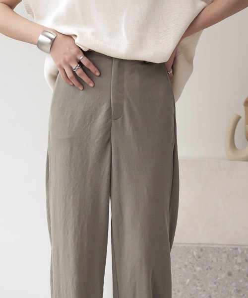 Bab(バブ)の「【WEB限定】ハイウエスト麻ライクストレートパンツ(その他パンツ・レディース・チャコールグレー/カーキ/サンドベージュ・38)」の9枚目の写真