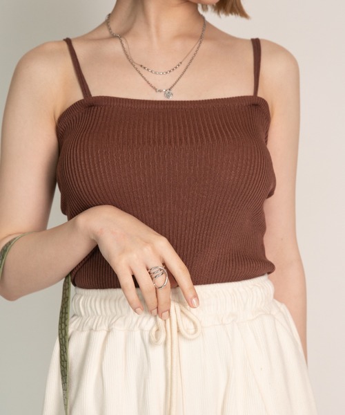 yuue' ( wear )(ユーイ)の「ダブルストラップキャミソール(キャミソール・レディース・ブラック/ブラウン/イエロー/グリーン/ホワイト/ベージュ/グレー・FREE)」の4枚目の写真