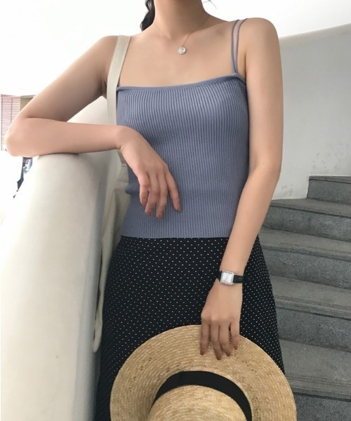 yuue' ( wear )(ユーイ)の「ダブルストラップキャミソール(キャミソール・レディース・ブラック/ブラウン/イエロー/グリーン/ホワイト/ベージュ/グレー・FREE)」の3枚目の写真