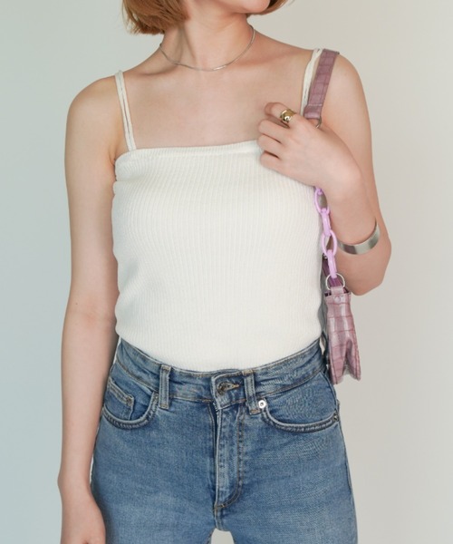 yuue' ( wear )(ユーイ)の「ダブルストラップキャミソール(キャミソール・レディース・ブラック/ブラウン/イエロー/グリーン/ホワイト/ベージュ/グレー・FREE)」の2枚目の写真