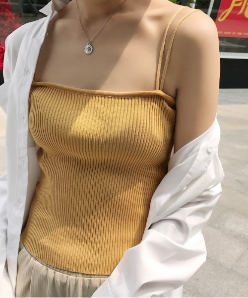 yuue' ( wear )(ユーイ)の「ダブルストラップキャミソール(キャミソール・レディース・ブラック/ブラウン/イエロー/グリーン/ホワイト/ベージュ/グレー・FREE)」の7枚目の写真