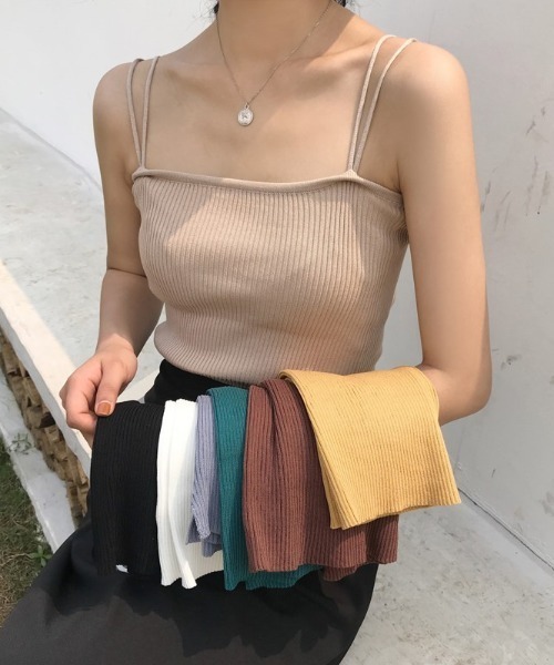 yuue' ( wear )(ユーイ)の「ダブルストラップキャミソール(キャミソール・レディース・ブラック/ブラウン/イエロー/グリーン/ホワイト/ベージュ/グレー・FREE)」の17枚目の写真