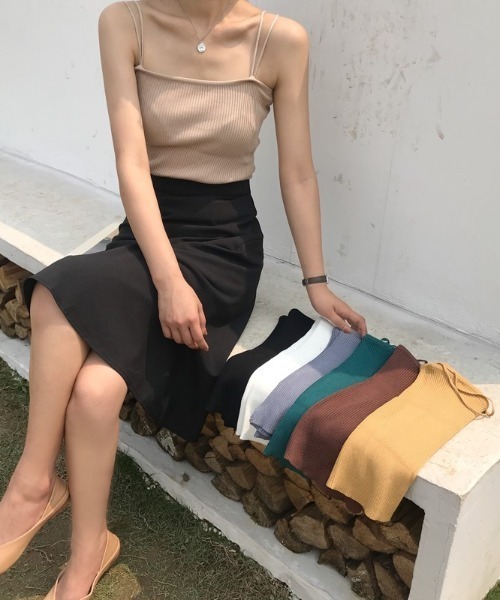 yuue' ( wear )(ユーイ)の「ダブルストラップキャミソール(キャミソール・レディース・ブラック/ブラウン/イエロー/グリーン/ホワイト/ベージュ/グレー・FREE)」の19枚目の写真