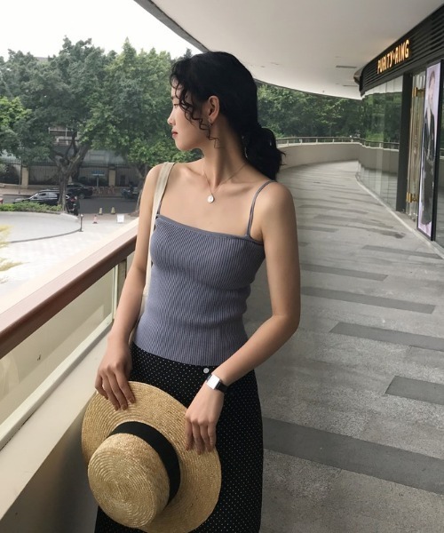 yuue' ( wear )(ユーイ)の「ダブルストラップキャミソール(キャミソール・レディース・ブラック/ブラウン/イエロー/グリーン/ホワイト/ベージュ/グレー・FREE)」の10枚目の写真
