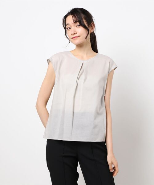 INTERPLANET(インタープラネット)の「TCボイルローンBACKフリルブラウス(シャツ/ブラウス・レディース・ブラック/イエロー/サックスブルー/ライトグレー・FREE)」の1枚目の写真