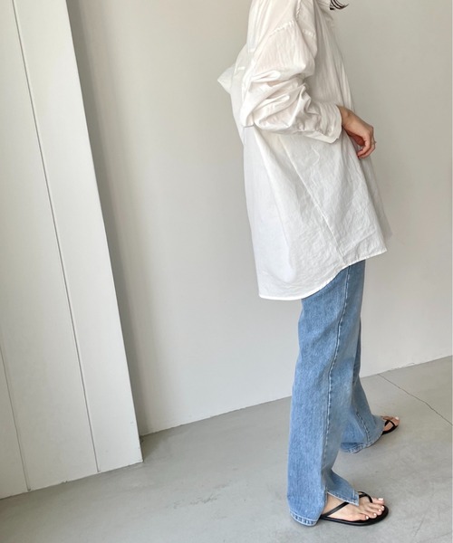 CANAL JEAN（キャナルジーン）の「via j(ヴィアジェイ) コットンオーバーシャツ（シャツ/ブラウス・レディース・ホワイト・ONE SIZE）」の7枚目の写真