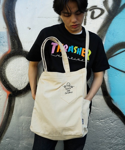 1124　トートバッグ　　Tシャツ 2点セット TOTE SHOULDER L BAG/THRASHER スラッシャートートバッグ ショルダー