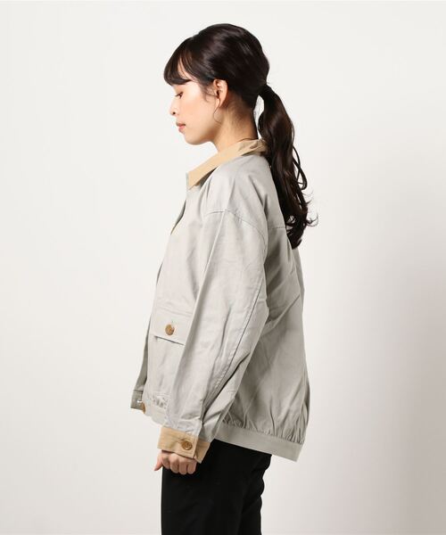 ehka sopo（エヘカソポ）の「配色ワークジャケット（その他アウター・レディース・カーキ/キナリ/グレー・ﾌﾘ-）」の4枚目の写真