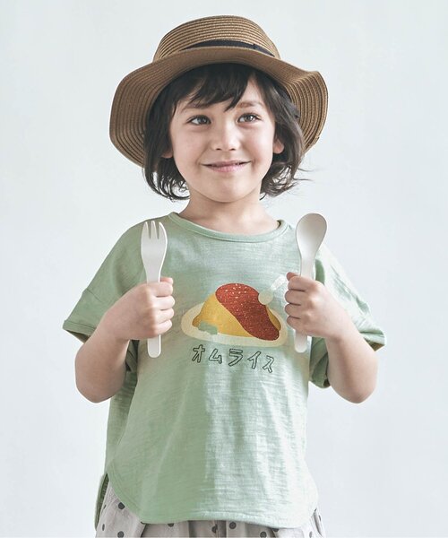 apres les cours（アプレレクール）の「3柄食べ物Tシャツ（Tシャツ/カットソー・キッズ・オレンジ/ミント/イエロー・100/110/90/120/80/130/140）」の2枚目の写真