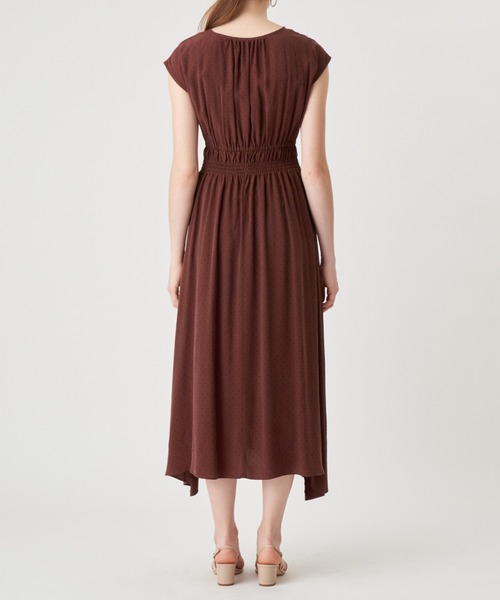 【美品】アナイ ロング丈 ドットプリントシャーリングワンピース ベージュ S 美品】アナイ ロング丈 ドットプリントシャーリングワンピース
