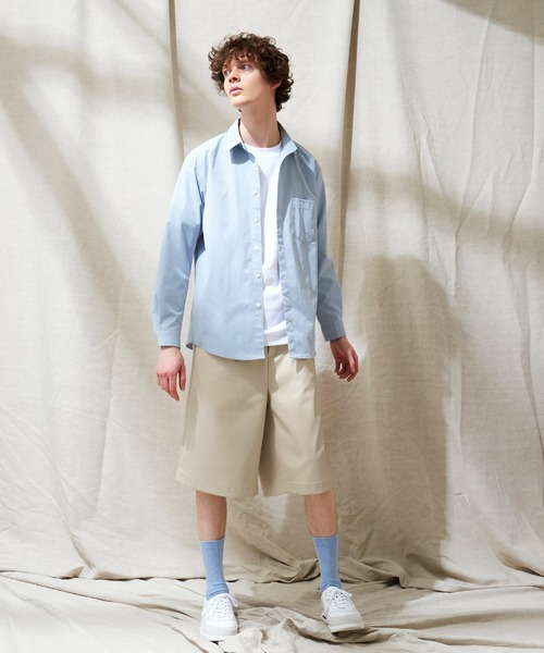 EMMA CLOTHES（エマクローズ）の「シンセティックレザー ワイド2タックショーツ EMMA CLOTHES（その他パンツ・メンズ・ブラック/グレイッシュベージュ・M/L）」の5枚目の写真