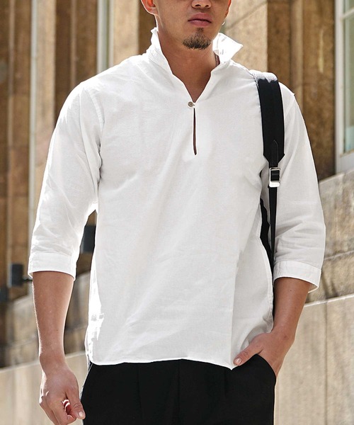 セール】【JOKER】スキッパーシャツ メンズ 7分袖シャツ 綿