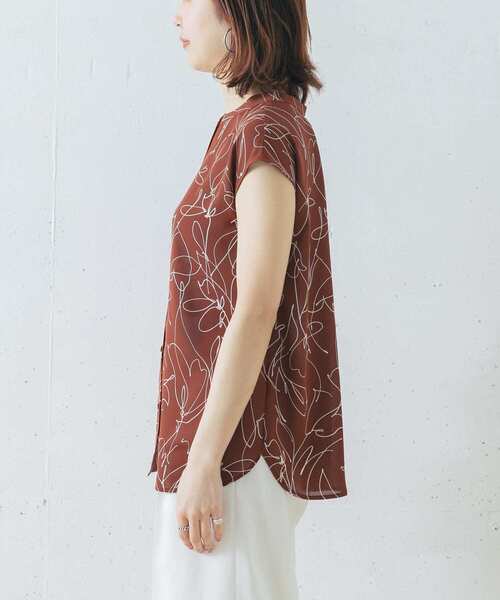URBAN RESEARCH ROSSO - ラインアートプリントフレンチブラウス URBAN RESEARCH ROSSO WOMEN（アーバンリサーチ ロッソ）の