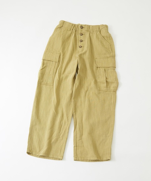 CUBE SUGAR(キューブシュガー)の「スラブツイル ボタンフロント カーゴパンツ(カーゴパンツ・レディース・チャコールグレー/パープル/イエロー・S/M)」の5枚目の写真