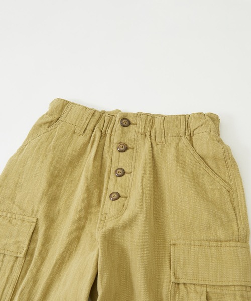 CUBE SUGAR(キューブシュガー)の「スラブツイル ボタンフロント カーゴパンツ(カーゴパンツ・レディース・チャコールグレー/パープル/イエロー・S/M)」の6枚目の写真