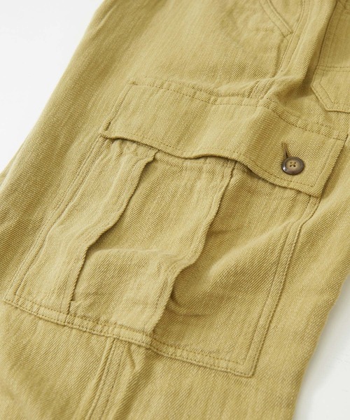 CUBE SUGAR(キューブシュガー)の「スラブツイル ボタンフロント カーゴパンツ(カーゴパンツ・レディース・チャコールグレー/パープル/イエロー・S/M)」の10枚目の写真