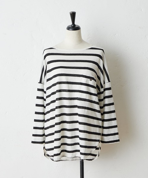 BEARDSLEY(ビアズリー)の「リネンボーダーカットソー(Tシャツ/カットソー・レディース・ブラック/ホワイト・FREE)」の19枚目の写真