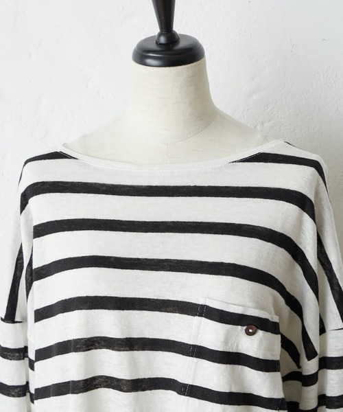 BEARDSLEY(ビアズリー)の「リネンボーダーカットソー(Tシャツ/カットソー・レディース・ブラック/ホワイト・FREE)」の13枚目の写真