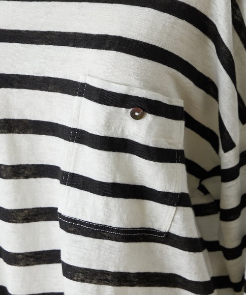 BEARDSLEY(ビアズリー)の「リネンボーダーカットソー(Tシャツ/カットソー・レディース・ブラック/ホワイト・FREE)」の7枚目の写真