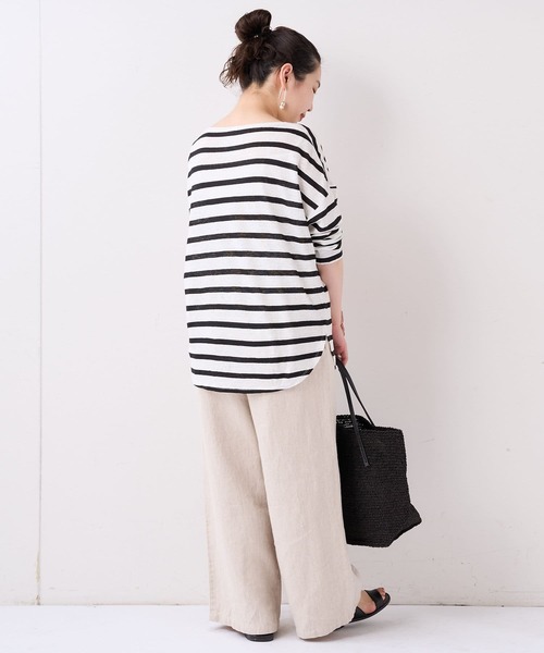 BEARDSLEY(ビアズリー)の「リネンボーダーカットソー(Tシャツ/カットソー・レディース・ブラック/ホワイト・FREE)」の10枚目の写真