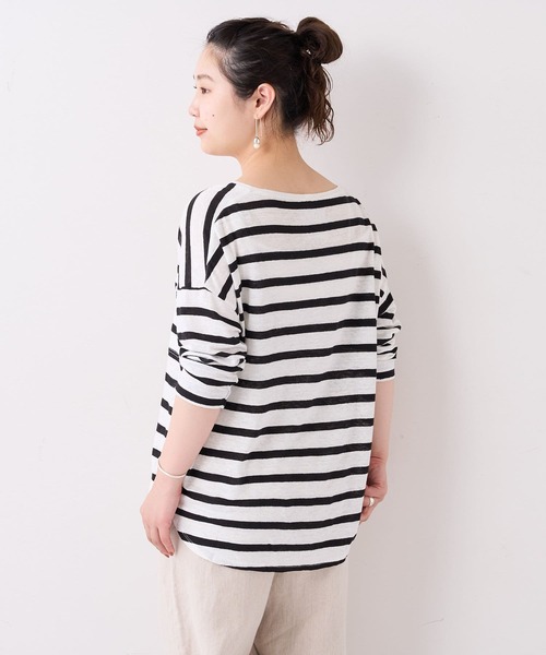 BEARDSLEY(ビアズリー)の「リネンボーダーカットソー(Tシャツ/カットソー・レディース・ブラック/ホワイト・FREE)」の8枚目の写真