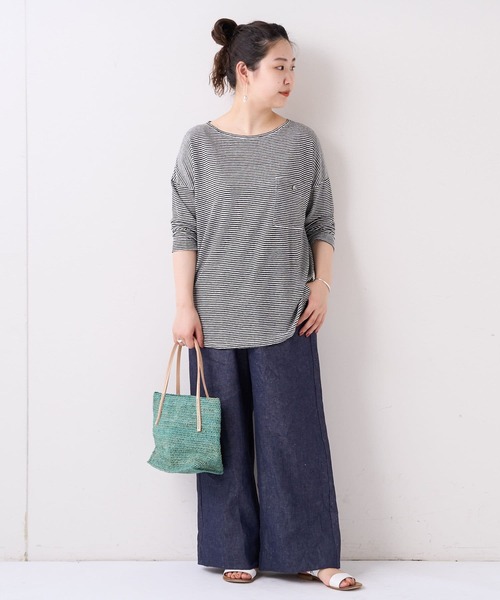 BEARDSLEY(ビアズリー)の「リネンボーダーカットソー(Tシャツ/カットソー・レディース・ブラック/ホワイト・FREE)」の12枚目の写真