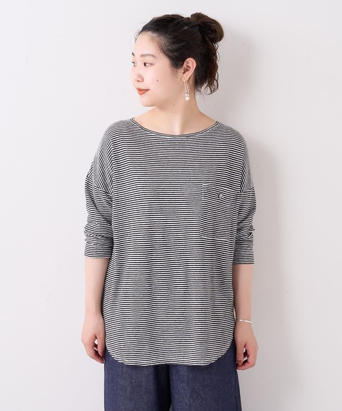 BEARDSLEY(ビアズリー)の「リネンボーダーカットソー(Tシャツ/カットソー・レディース・ブラック/ホワイト・FREE)」の14枚目の写真