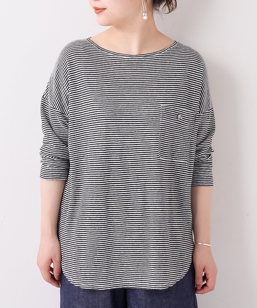 BEARDSLEY(ビアズリー)の「リネンボーダーカットソー(Tシャツ/カットソー・レディース・ブラック/ホワイト・FREE)」の16枚目の写真