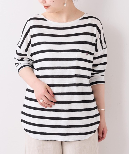 BEARDSLEY(ビアズリー)の「リネンボーダーカットソー(Tシャツ/カットソー・レディース・ブラック/ホワイト・FREE)」の21枚目の写真