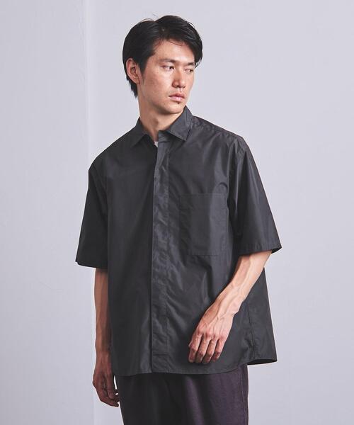 UNITED ARROWS（ユナイテッドアローズ）の「＜UNITED ARROWS＞ コットン/ポリエステル ポプリン フロントフライ ショートスリーブ（シャツ/ブラウス・メンズ・オフホワイト/ダークグレー・SMALL/MEDIUM/LARGE/X-LARGE）」の2枚目の写真