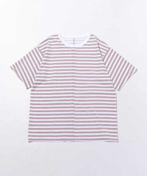 ETHOS(エトス)の「<ETHOS(エトス)> ETC BORDER/Tシャツ(Tシャツ/カットソー・メンズ・ベージュ/ダークグレー・MEDIUM/LARGE)」の1枚目の写真