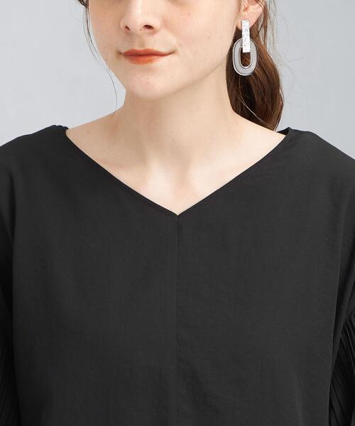 green label relaxing（グリーンレーベルリラクシング）の「FFC プリーツ スリーブ Vネック ブラウス（シャツ/ブラウス・レディース・ホワイト/ライム/ブラック・FREE）」の17枚目の写真