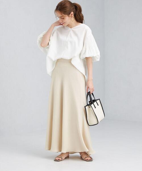 green label relaxing（グリーンレーベルリラクシング）の「FFC プリーツ スリーブ Vネック ブラウス（シャツ/ブラウス・レディース・ホワイト/ライム/ブラック・FREE）」の14枚目の写真