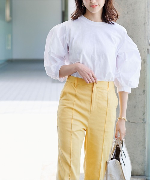 UR'S(ユアーズ)の「麻混カラーセミワイドパンツ(その他パンツ・レディース・イエロー/ピンク/グリーン・S/M/L)」の12枚目の写真